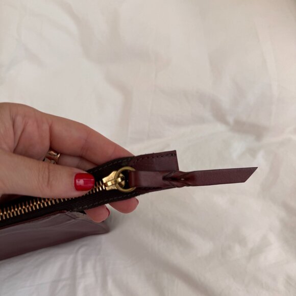 Il Bisonte Dark Bordeaux Red Leather Zipper Pouch Clutch - Picture 9 of 11